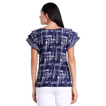 Blue plain crepe kurtas-and-kurtis 4