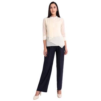 Cream plain georgette kurtas-and-kurtis
 1
