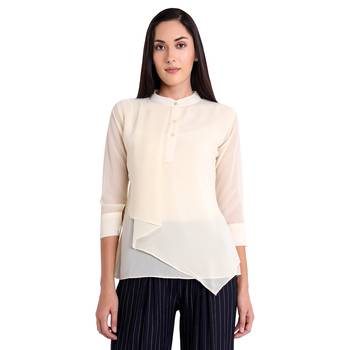 Cream plain georgette kurtas-and-kurtis
 2