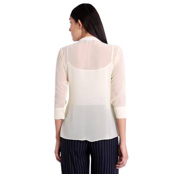Cream plain georgette kurtas-and-kurtis
 4