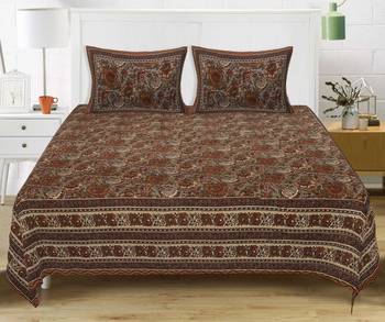 Grush 100% Cotton Jaipuri Print Queen Size Bedsheet With 2 Pillow Covers 1