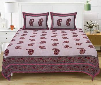 Grush 100% Cotton Jaipuri Print Queen Size Bedsheet With 2 Pillow Covers 1