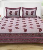 Grush 100% Cotton Jaipuri Print Queen Size Bedsheet With 2 Pillow Covers