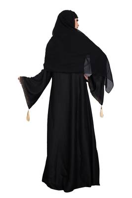 New Saffron color flower 3D worked and golden pearl work bell sleeve with dupatt (scarf) 2