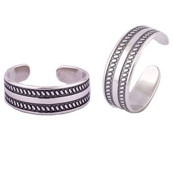 Antique Leaves Silver Toe Rings-TR474 1