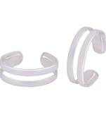 Double Layered Silver Toe Rings-TR475
