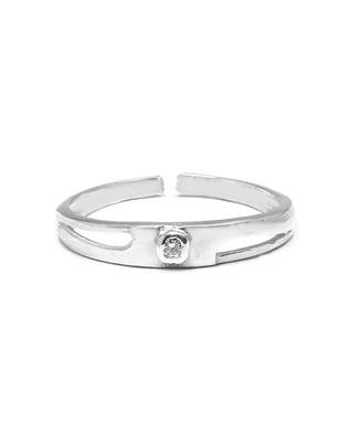 Single CZ Silver Toe Ring-TOER042 2