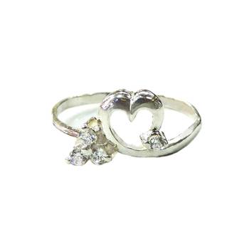 Heartiest Zircon Silver Toe Ring-TOER053 2