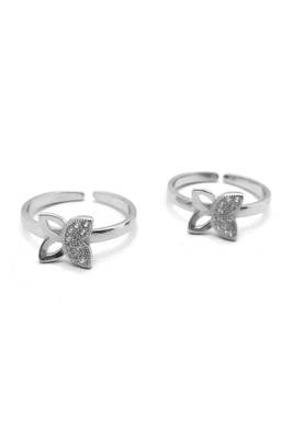 White CZ Butter-Fly Toe Rings-TOER071 1