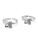 White CZ Butter-Fly Toe Rings-TOER071