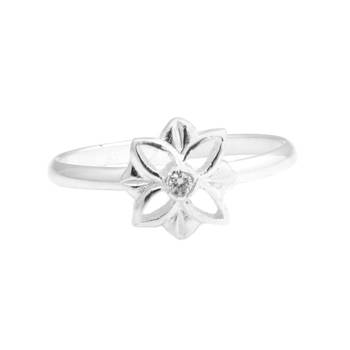 Flower & CZ Silver Toe Ring-TOER077 2