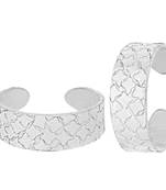 Oxidised Engraved Silver Toe Ring-TRRD020