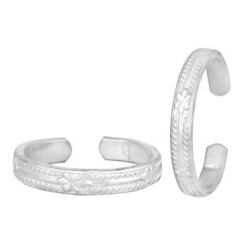 Floret Graving Silver Toe Ring-TRRD032 1