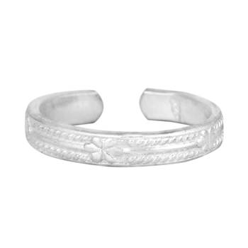 Floret Graving Silver Toe Ring-TRRD032 2