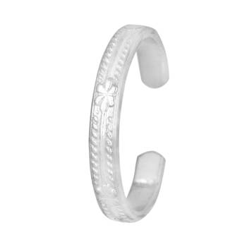 Floret Graving Silver Toe Ring-TRRD032 3