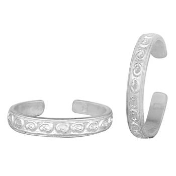 Flat Engraved Silver Toe Ring-TRRD037 1