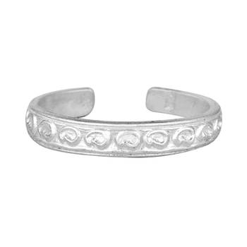 Flat Engraved Silver Toe Ring-TRRD037 2