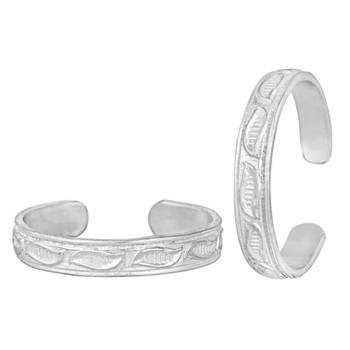 Matte Engraved Silver Toe Ring-TRRD049 1
