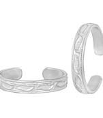 Matte Engraved Silver Toe Ring-TRRD049