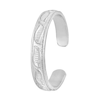 Matte Engraved Silver Toe Ring-TRRD049 3