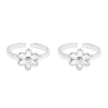 Floral Plain Silver Toe Ring-TRMX001 1