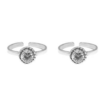 Round CZ Silver Toe Ring-TRMX002 1