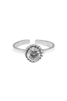 Round CZ Silver Toe Ring-TRMX002 2