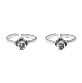 Glittering CZ Silver Toe Ring-TRMX005 1