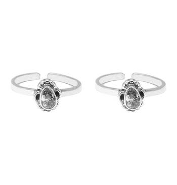 Glitter Zircon Silver Toe Ring-TRMX008 1