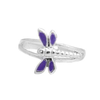 Enamel Butter-Fly Silver Toe Ring-TRMX019 2
