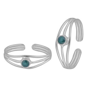 Green Zircon Silver Toe Ring-TRMX048 1