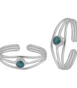 Green Zircon Silver Toe Ring-TRMX048