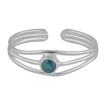 Green Zircon Silver Toe Ring-TRMX048 2