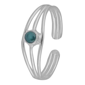 Green Zircon Silver Toe Ring-TRMX048 4