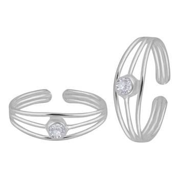 White Zircon Silver Toe Ring-TRMX049 1