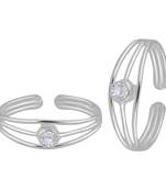 White Zircon Silver Toe Ring-TRMX049