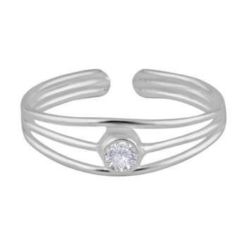 White Zircon Silver Toe Ring-TRMX049 2