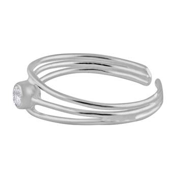 White Zircon Silver Toe Ring-TRMX049 3