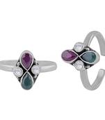 Multi Zircon Silver Toe Ring- TRMX055