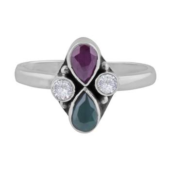 Multi Zircon Silver Toe Ring- TRMX055 2