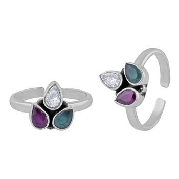 Sparkly Multi Silver Toe Ring-TRMX057 1