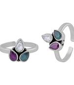 Sparkly Multi Silver Toe Ring-TRMX057