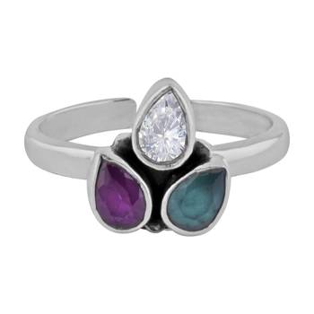 Sparkly Multi Silver Toe Ring-TRMX057 2