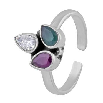 Sparkly Multi Silver Toe Ring-TRMX057 3