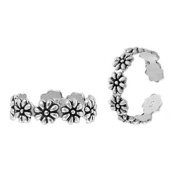 Flower Rolling Silver Toe Ring-TRMX065 1