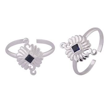 Rangoli Blue Silver Toe Rings-TRMX097 1