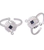 Rangoli Blue Silver Toe Rings-TRMX097