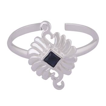Rangoli Blue Silver Toe Rings-TRMX097 2