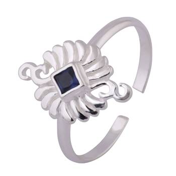Rangoli Blue Silver Toe Rings-TRMX097 3