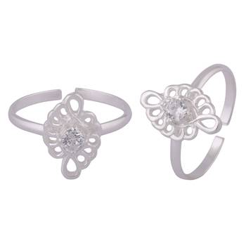 Rangoli white Silver Toe Rings-TRMX098 1
